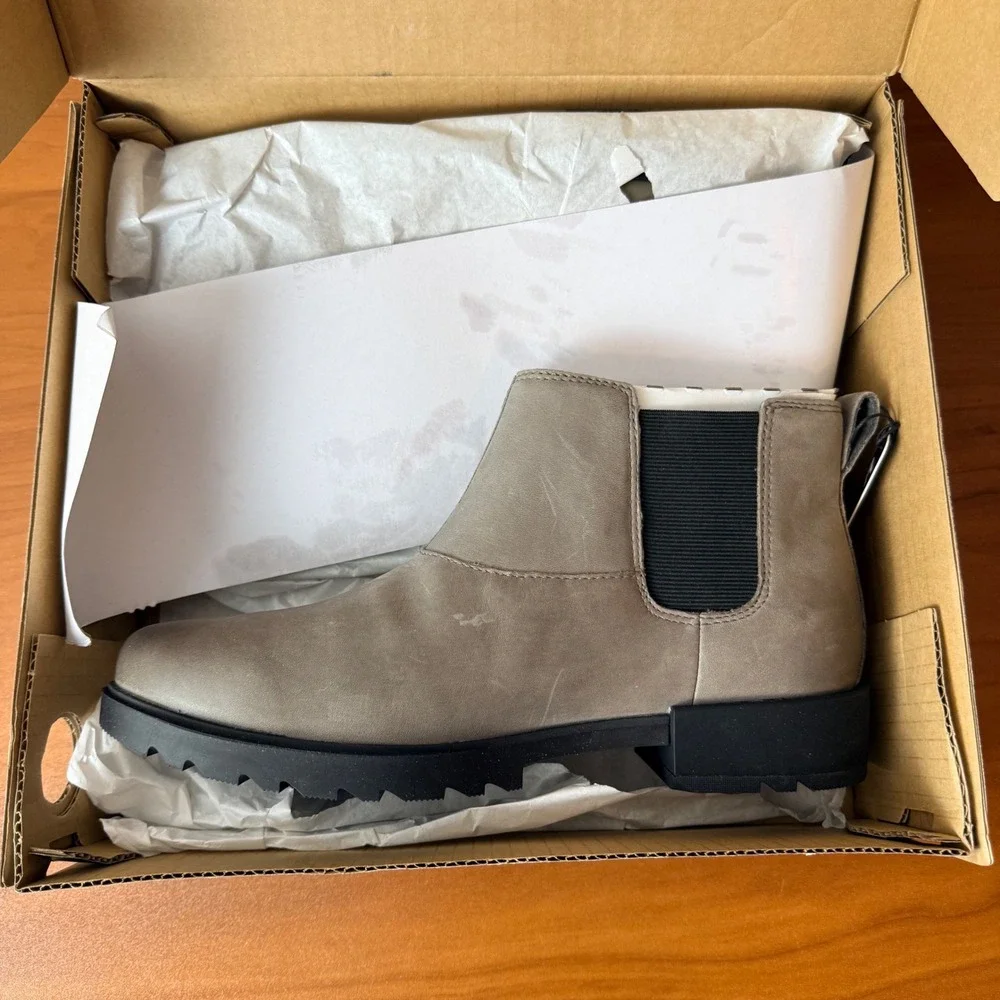 Sorel Womens Emelie II Chelsea WP Waterproof Leather Boots Quarry‎ Grey